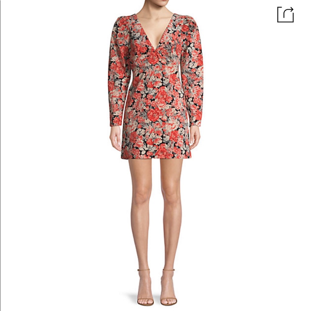 Free People Kapowski Floral Puff-sleeve Mini Dress